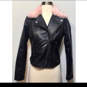 New Candie’s Faux Leather Jacket with removable collar size large